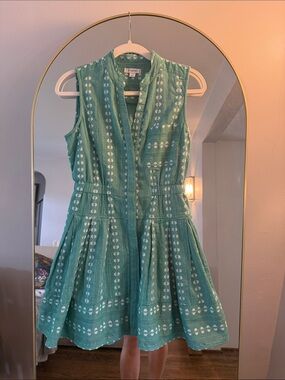 Mauve Teal Sleeveless Embroidered Midi Dress